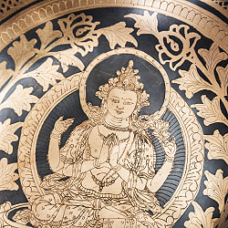 【一点物】六字咒観音菩薩　細密彫りチベタンアンティックシンギングボウル【音階：G】約2210g(スティック付属) - サブ5