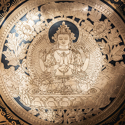 【一点物】六字咒観音菩薩　細密彫りチベタンアンティックシンギングボウル【音階：G】約1584g(スティック付属) - サブ4