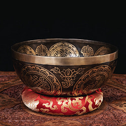 【一点物】アミターバ 阿弥陀如来 細密彫りチベタンアンティックシンギングボウル【音階:F#】約1548g(スティック付属) - サブ2