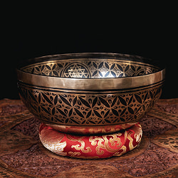 【一点物】ガネーシャ　細密彫りチベタンアンティックシンギングボウル【音階：B】約1934g(スティック付属) - サブ2