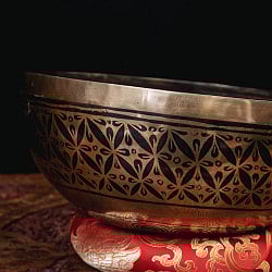 【一点物】ガネーシャ　細密彫りチベタンアンティックシンギングボウル【音階：B】約1934g(スティック付属) - サブ3