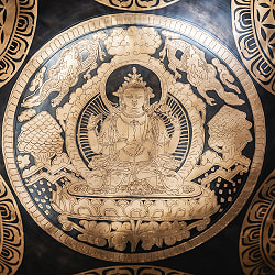 【一点物】六字咒観音菩薩 細密彫りチベタンアンティックシンギングボウル【音階:Eb】約3455g(スティック付属) - サブ4