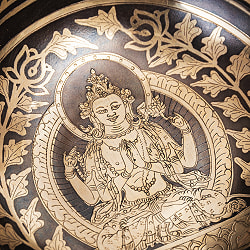 【一点物】六字咒観音菩薩　細密彫りチベタンアンティックシンギングボウル【音階：C】約992g(スティック付属) - サブ5