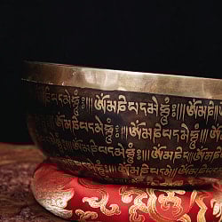 【一点物】グリーンターラー 緑多羅菩薩　細密彫りチベタンアンティックシンギングボウル【音階：Bb】約1510g(スティック付属) - サブ3