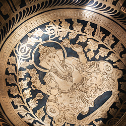 【一点物】ガネーシャ　細密彫りチベタンアンティックシンギングボウル【音階：Bb】約1428g(スティック付属) - サブ5