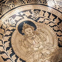 【一点物】六字咒観音菩薩　細密彫りチベタンアンティックシンギングボウル【音階：D】約1756g(スティック付属) - サブ5