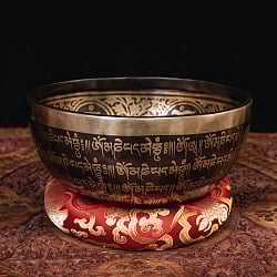 【一点物】白多羅菩薩　ホワイトターラー　細密彫りチベタンアンティックシンギングボウル【音階：C】約1402g(スティック付属) - サブ2