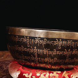 【一点物】白多羅菩薩　ホワイトターラー　細密彫りチベタンアンティックシンギングボウル【音階：C】約1402g(スティック付属) - サブ3