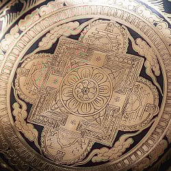 【一点物】カーラチャクラ曼荼羅　細密彫りチベタンアンティックシンギングボウル【音階：E】約1548g(スティック付属) - サブ5