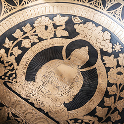 【一点物】アミターバ　阿弥陀如来　細密彫りチベタンアンティックシンギングボウル【音階：G】約2384g(スティック付属) - サブ5