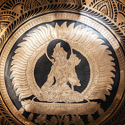 【一点物】白多羅菩薩　ホワイトターラー　細密彫りチベタンアンティックシンギングボウル【音階：C#】約1576g(スティック付属) - サブ4