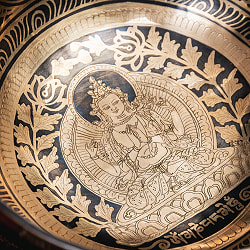 【一点物】六字咒観音菩薩　細密彫りチベタンアンティックシンギングボウル【音階：C】約1548g(スティック付属) - サブ5