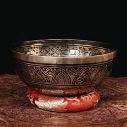 【一点物】ガネーシャ　細密彫りチベタンアンティックシンギングボウル【音階：G】約2054g(スティック付属) - サブ2