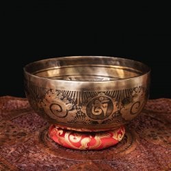 【一点物】チベタンアンティックシンギングボウル【音階:D】約1379g(スティック付属)(ID-SINGBOWLANT-1843)