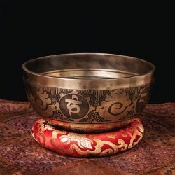 【一点物】チベタンアンティックシンギングボウル【音階:G】約1399g(スティック付属)(ID-SINGBOWLANT-1846)