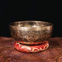 【一点物】チベタンアンティックシンギングボウル【音階:E】約1635g(スティック付属)(ID-SINGBOWLANT-1858)