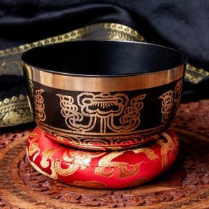 【一点物】高音質ブラックシンギングボウル【音階:Ab】 659g(スティック付属)