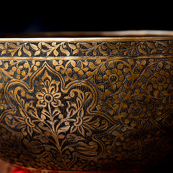 【一点物】花梗文様 彫琢深彫仕上げ シンギングボウル 直径23.5cm程度 音階C - サブ2