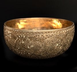 【一点物】彫り込みアンティックシンギングボウル【音階:】約1500g(スティック付属)(ID-SINGBOWLANT-1998)