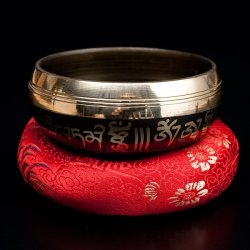 【一点物】ブラックシンギングボウル【音階:A】 228g(スティック付属)の商品写真