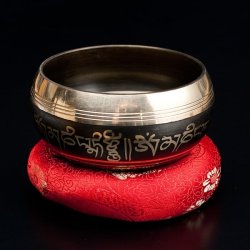 【一点物】ブラックシンギングボウル【音階:E】 374g(スティック付属)の商品写真