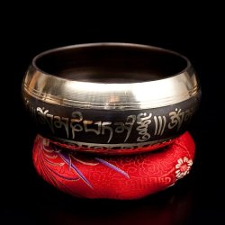 【一点物】ブラックシンギングボウル【音階:F】 448g(スティック付属)の商品写真