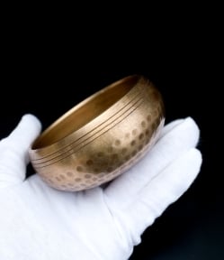 槌目付きティッカシンギングボウル 約9.7cm×約4.9cm〔スティック付属〕 - サブ5