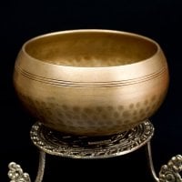 槌目付きティッカシンギングボウル 約13.6cm×約7cm〔スティック付属〕