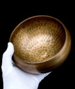 槌目付きティッカシンギングボウル 約17cm×約8.5cm〔スティック付属〕 - サブ5