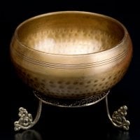 槌目付きティッカシンギングボウル 約17cm×約8.5cm〔スティック付属〕