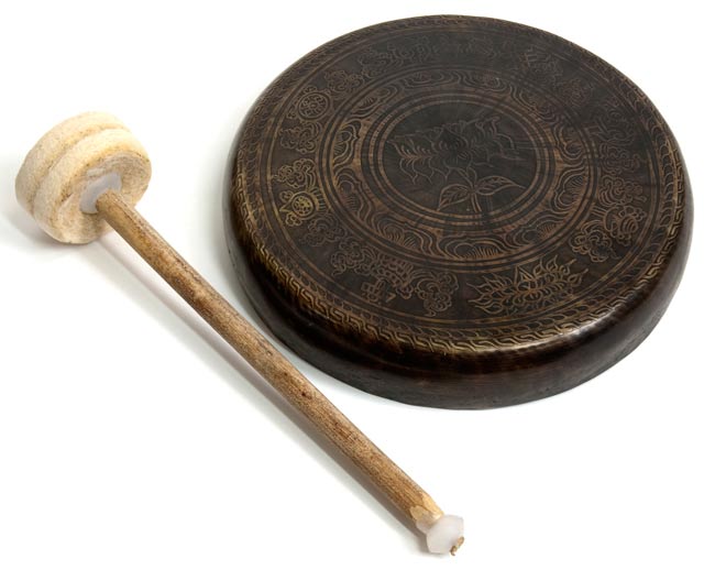 金属製打楽器 中国 チベット ゴング ドラ 銅鑼 アンティーク 雲鑼(うん