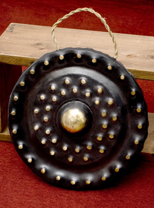 【送料無料】 ベトナムのゴング（銅鑼）24cm / ドラ 鐘 ベル 民族楽器 インド楽器 エスニック楽器 ヒーリング楽器