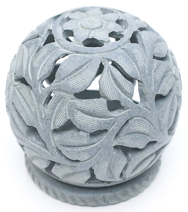 ソープストーン丸型キャンドル&お香立て - 花の写真