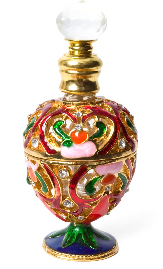 金色のタマゴ型 香水瓶 - 赤系の写真