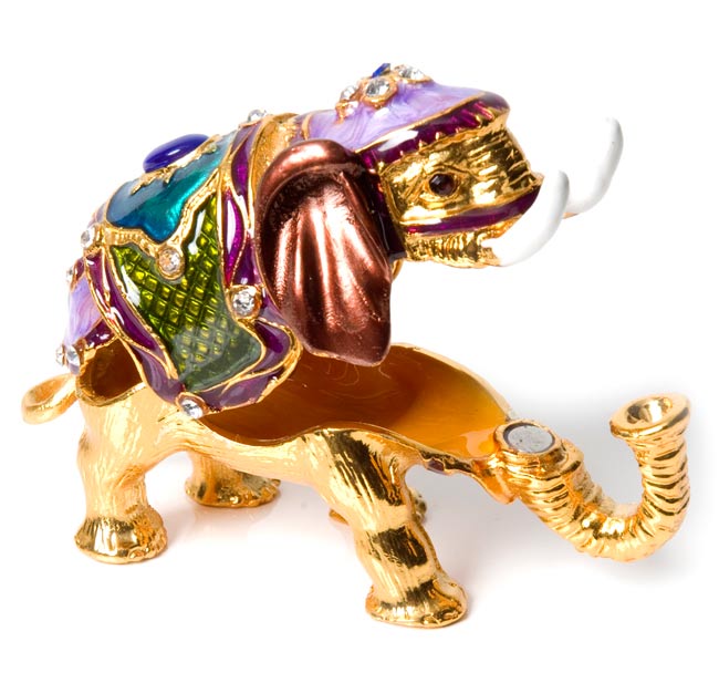 変形!金色の象さん小物入れ 4 - 口の部分から開くことが可能です