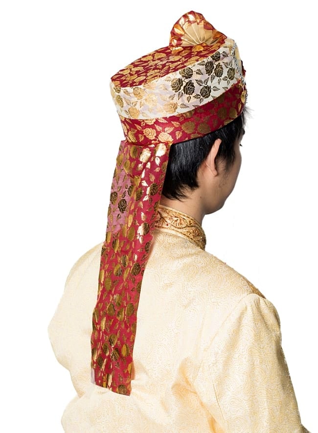 インスタントソフトターバン【頭の上がクリーム系 花やツタ模様】 5 - 後ろから見るとこんな感じです