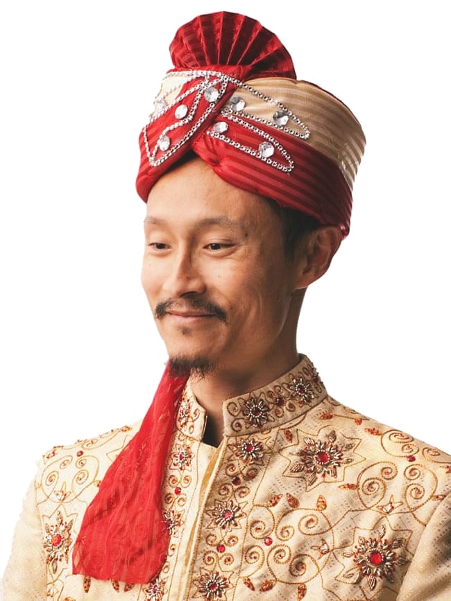 インスタントソフトターバン【頭の上がクリーム系 花やツタ模様】 6 - ハロウィンや忘年会、演劇などなど幅広い場面でご使用いただけます。