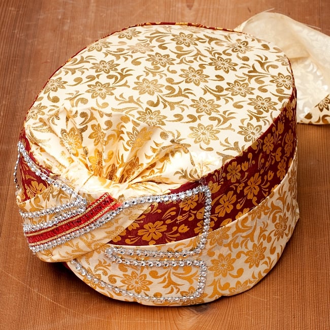 インスタントソフトターバン【頭の上がクリーム系 花やツタ模様】の写真ターバン,仮装,結婚式,tarban