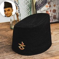 カロ・トピ - ネパールの伝統的正装帽子(ID-TARBN-268)