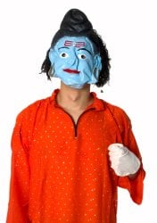 【インド品質】黒髪シヴァマスク お面 仮装の商品写真