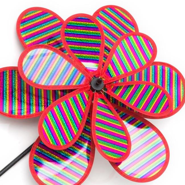 キラキラ二段かざぐるま - しましまの商品写真 2枚目 拡大写真です。