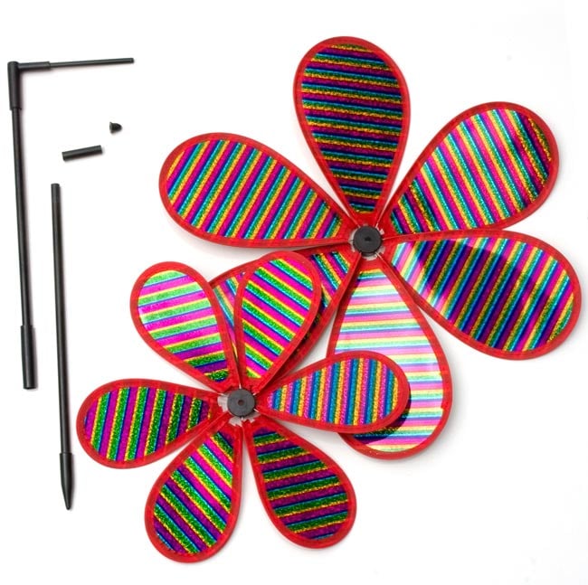 キラキラ二段かざぐるま - しましまの商品写真 4枚目 分解図です。お届けの際はこの状態です。