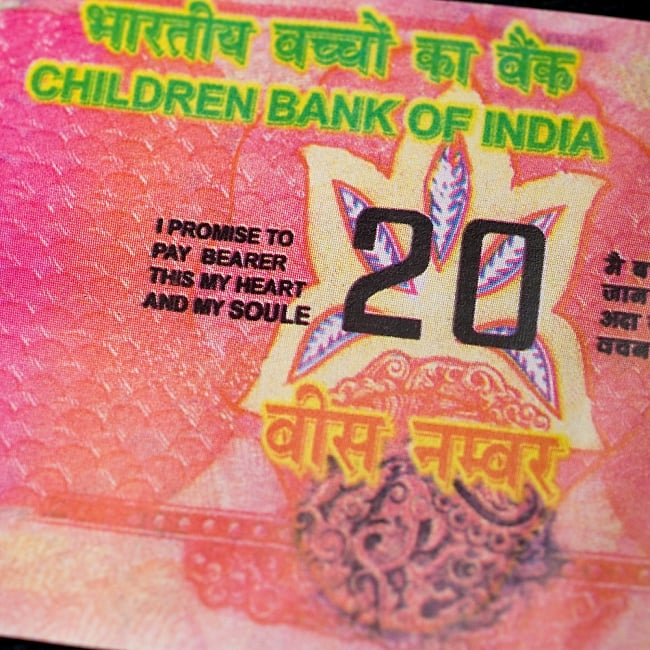 インドのこども銀行【20ルピー札】10枚セット 3 - UPにしてみました！
