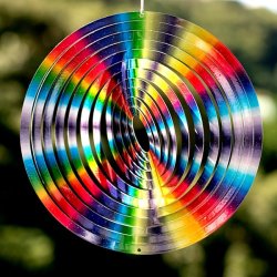 カラフルコスモスピナー 太陽で輝き風で動くモビール- レインボーサークル（8インチ）の商品写真