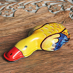 〔アソート〕ダック・クリッカー　楽しい音が鳴る！　インドのレトロなブリキのおもちゃの商品写真