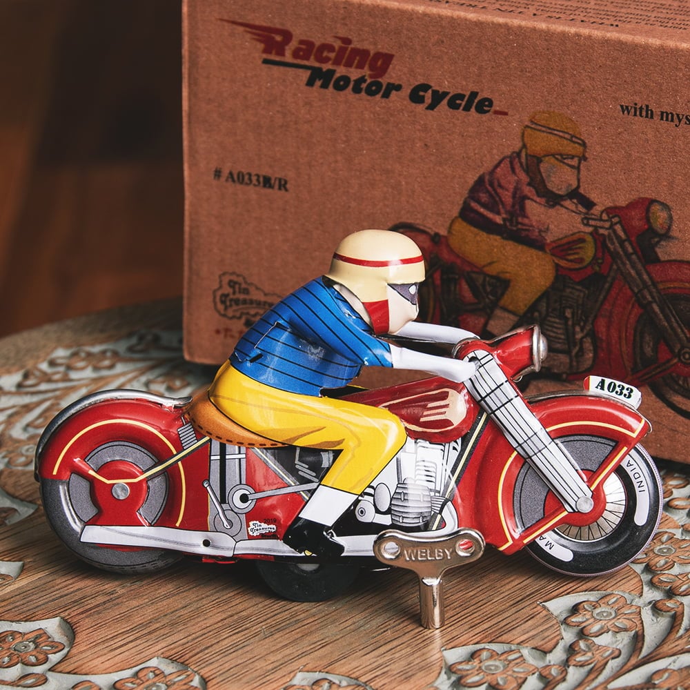 ゼンマイ式 アクセルターンを決めるクラシックバイクレーサー インドのレトロなブリキのおもちゃ の通販 - TIRAKITA.COM
