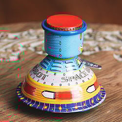 ゼンマイ式　クルクル動き回るスペースロボット　インドのレトロなブリキのおもちゃ - サブ5