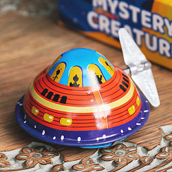 ゼンマイ式　クルクル動き回るUFOと不思議な生き物たち　インドのレトロなブリキのおもちゃ - サブ2