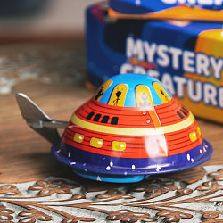 ゼンマイ式　クルクル動き回るUFOと不思議な生き物たち　インドのレトロなブリキのおもちゃ - サブ4