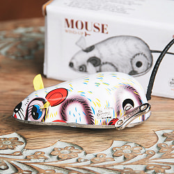 ゼンマイ式で動くカラフルネズミさん　インドのレトロなブリキのおもちゃ - サブ2